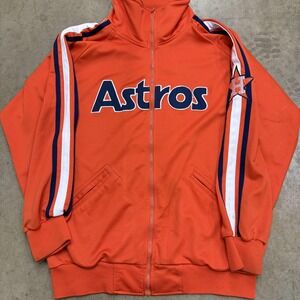 Houston Astros Jacket Orange MLB Baseball Track Full Zip Cooperstown Retro